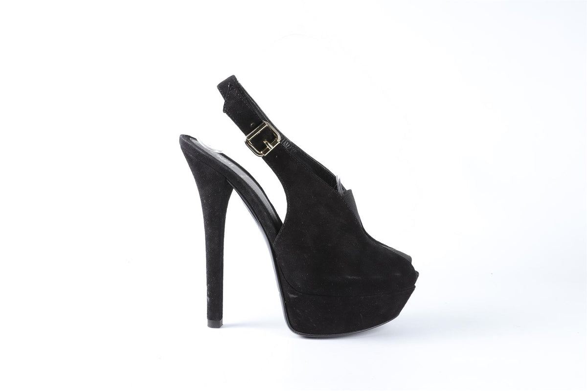 FENDI BLACK SUEDE PLATFORM SANDALS EU 36 UK 3 US 6