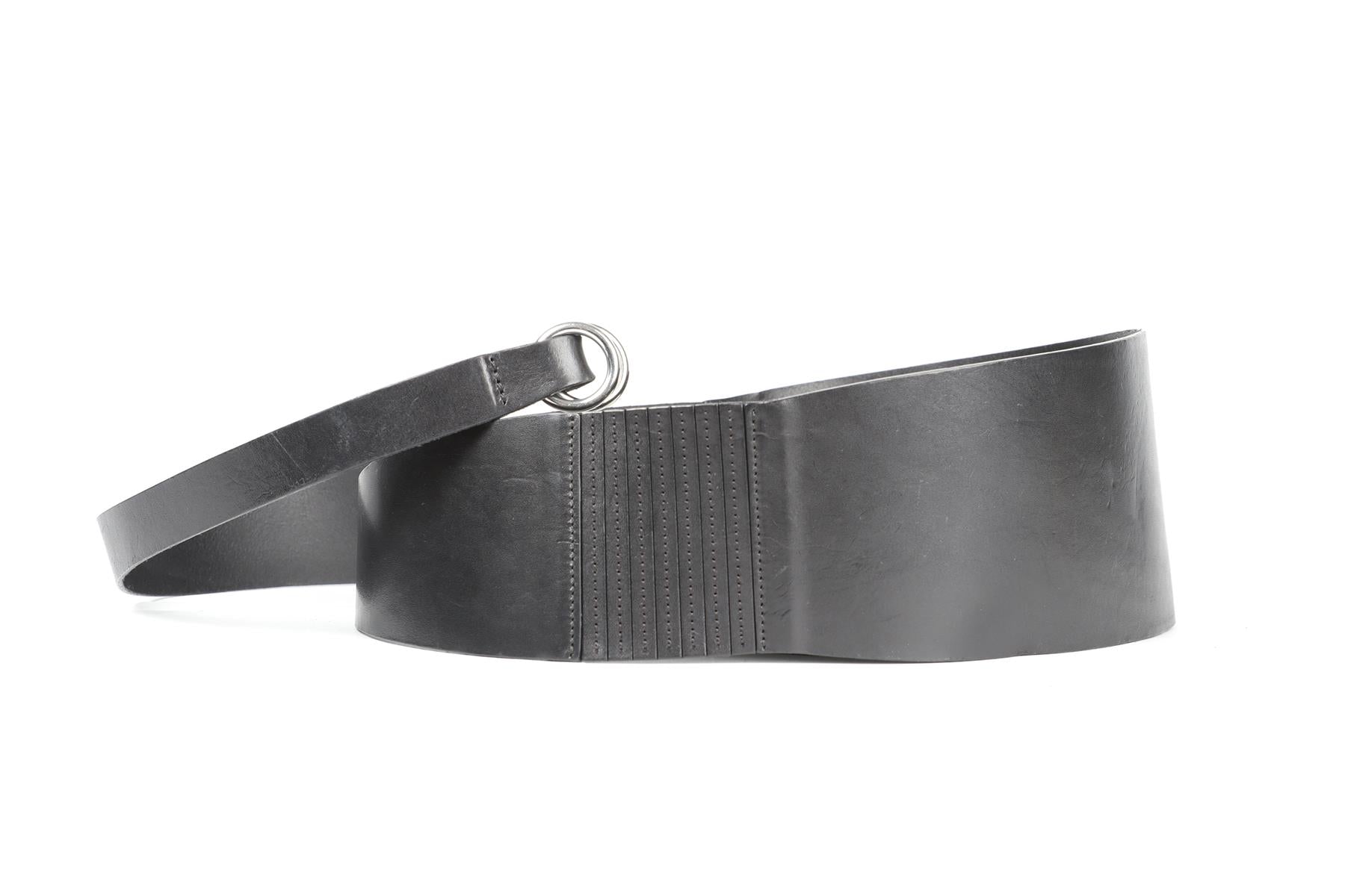 ISABEL MARANT BLACK LEATHER WAIST BELT 66 IN