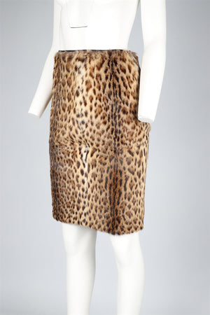 ROBERTO CAVALLI BROWN VINTAGE FUR MINI SKIRT SMALL