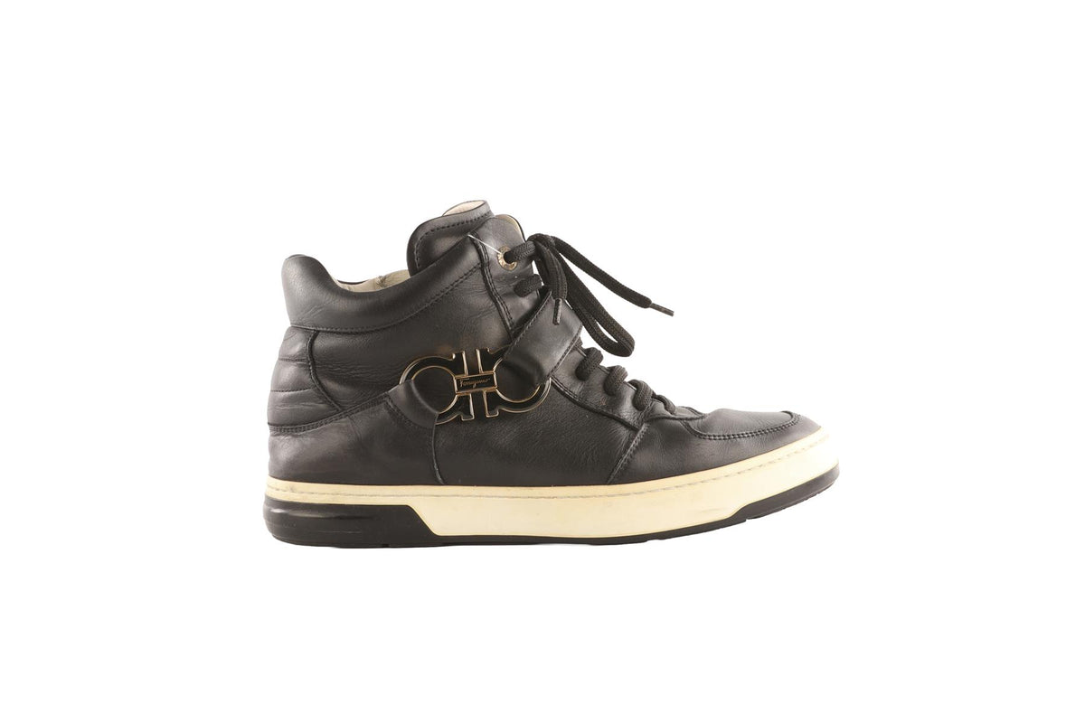 SALVATORE FERRAGAMO NAVY MEN'S LEATHER SNEAKERS UK 9 EU 43 US 10