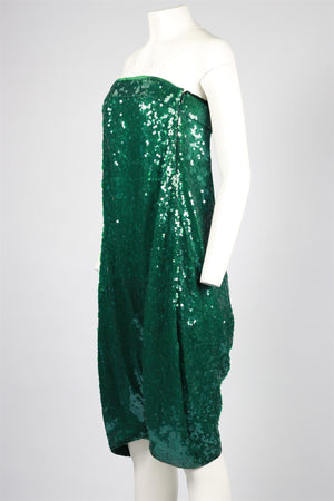 YVES SAINT LAURENT GREEN 2009 SEQUIN JUMPSUIT FR 38 UK 10