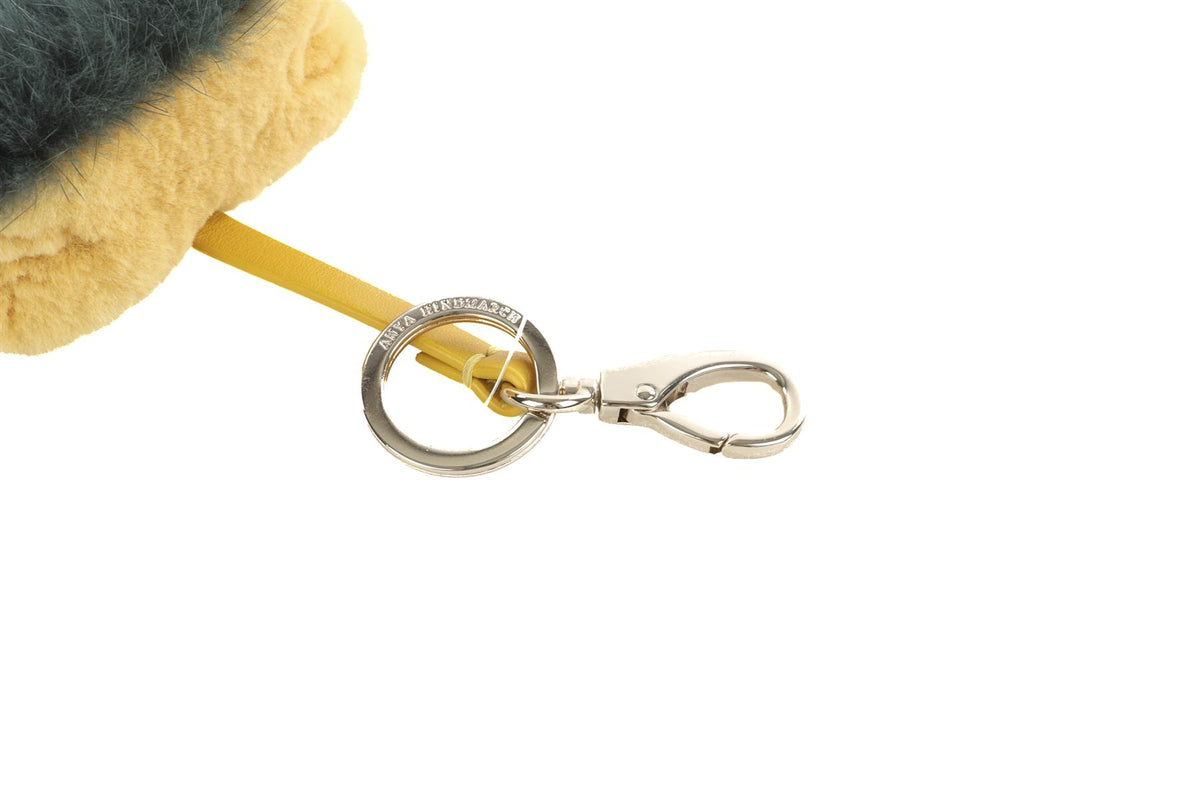 ANYA HINDMARCH YELLOW SCOURER SPONGE FUR KEY CHAIN