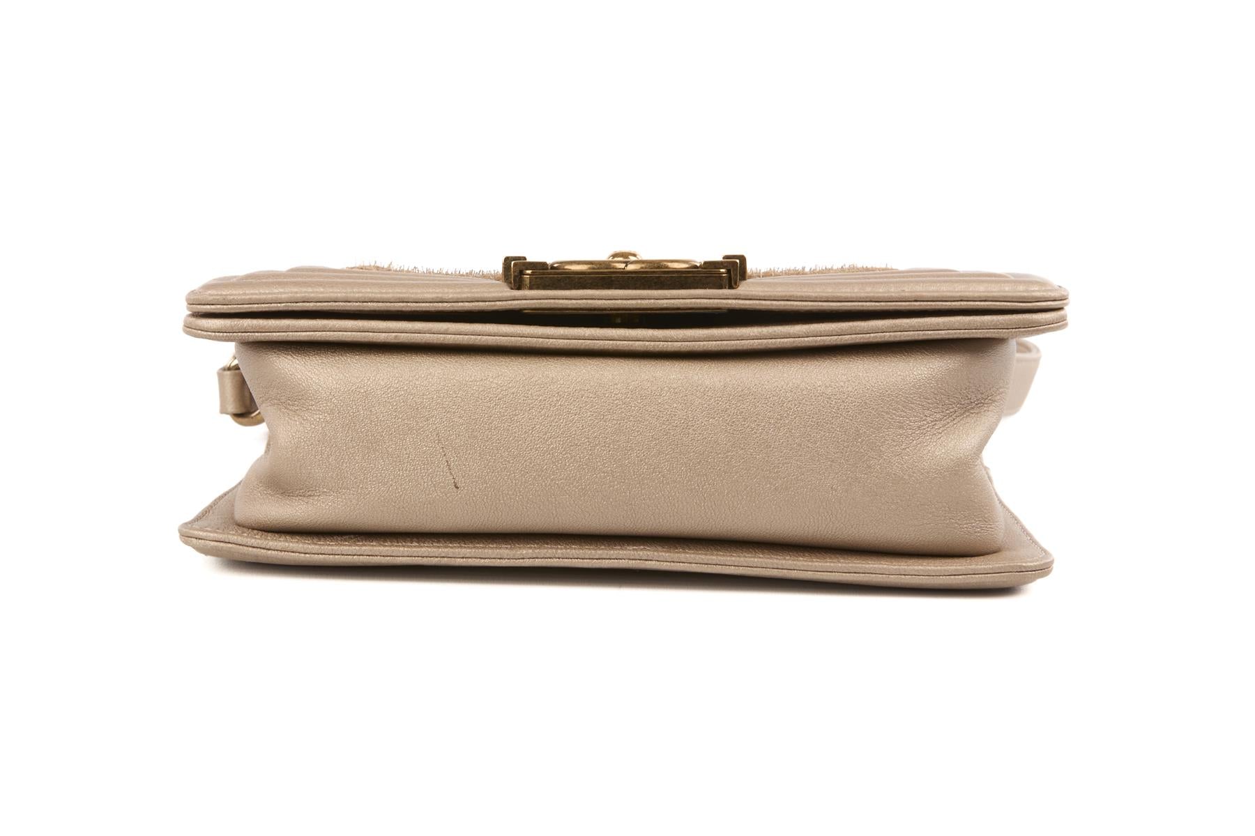 CHANEL BRONZE 2015 BOY SMALL LEATHER SHOULDER BAG