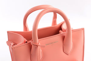 BALENCIAGA PINK PADLOCK ALL AFTERNOON MINI LEATHER TOTE BAG