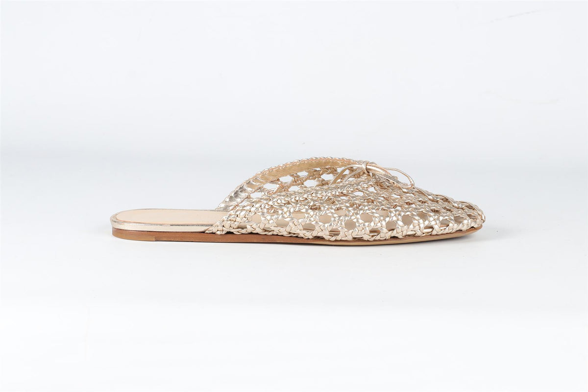 LE MONDE BERYL GOLD LEATHER MULES EU 38 UK 5 US 8