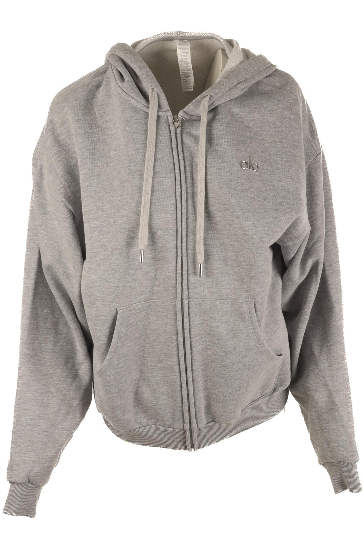 ALO YOGA GREY COTTON HOODIE XXSMALL