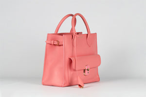 BALENCIAGA PINK PADLOCK ALL AFTERNOON LEATHER TOTE BAG