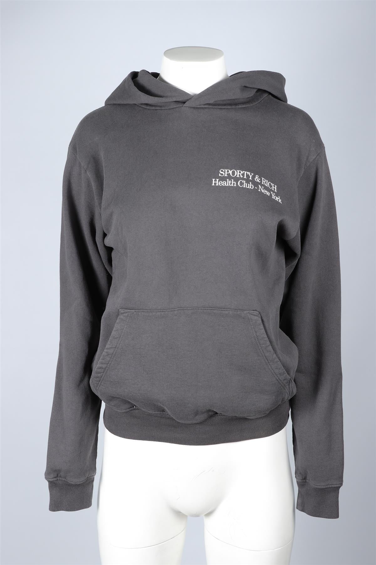 SPORTY & RICH GREY COTTON HOODIE