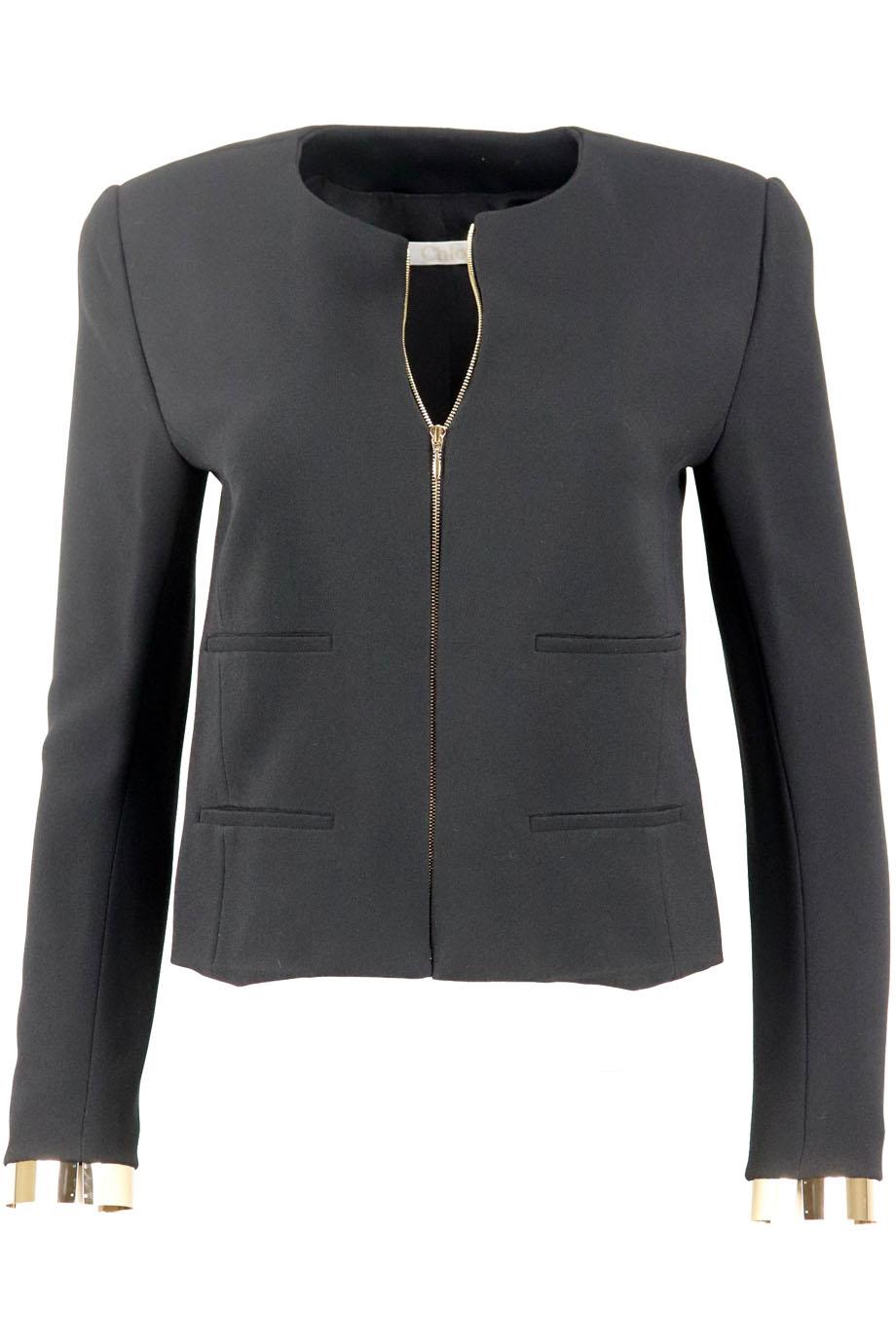 CHLOÉ EMBELLISHED STRETCH CREPE JACKET FR 36 UK 8