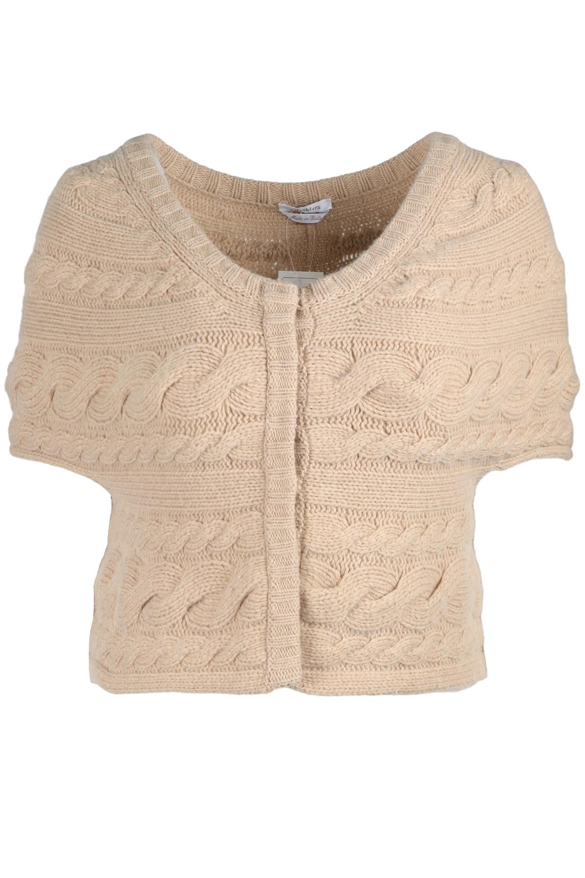 MAX MARA BEIGE WOOL CARDIGAN MEDIUM