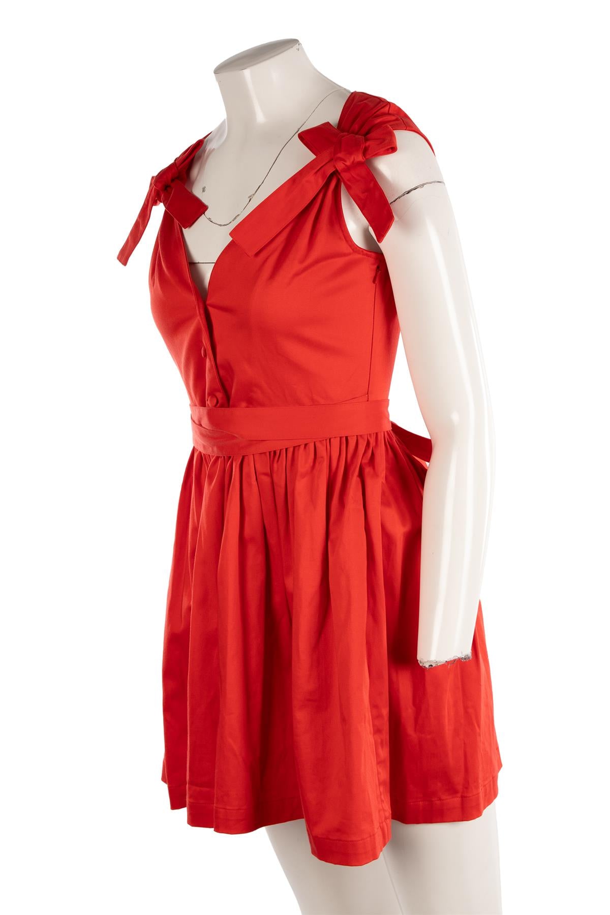 ALEXIS RED COTTON MINI DRESS XSMALL