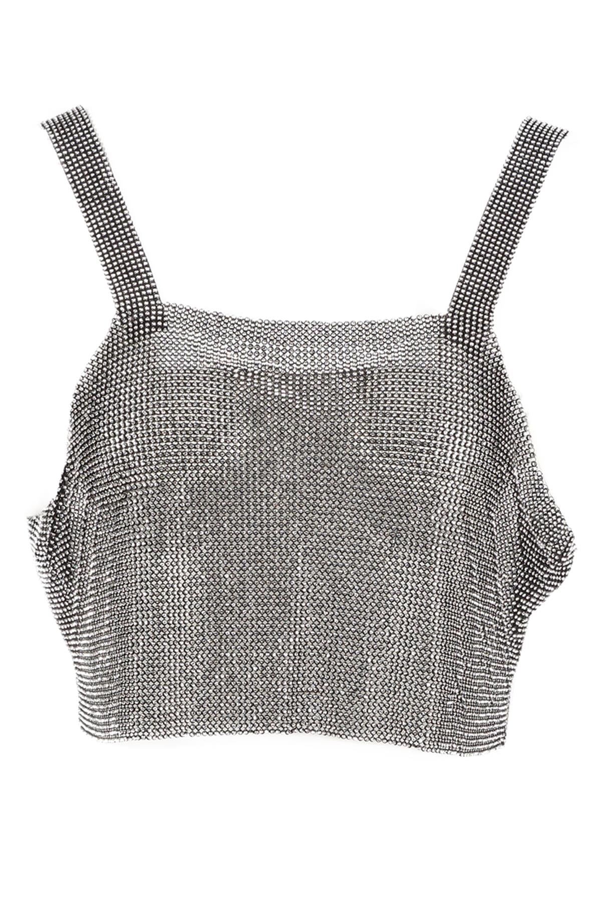 SANTA BRANDS SILVER CROPPED CRYSTAL TOP XSMALL-SMALL
