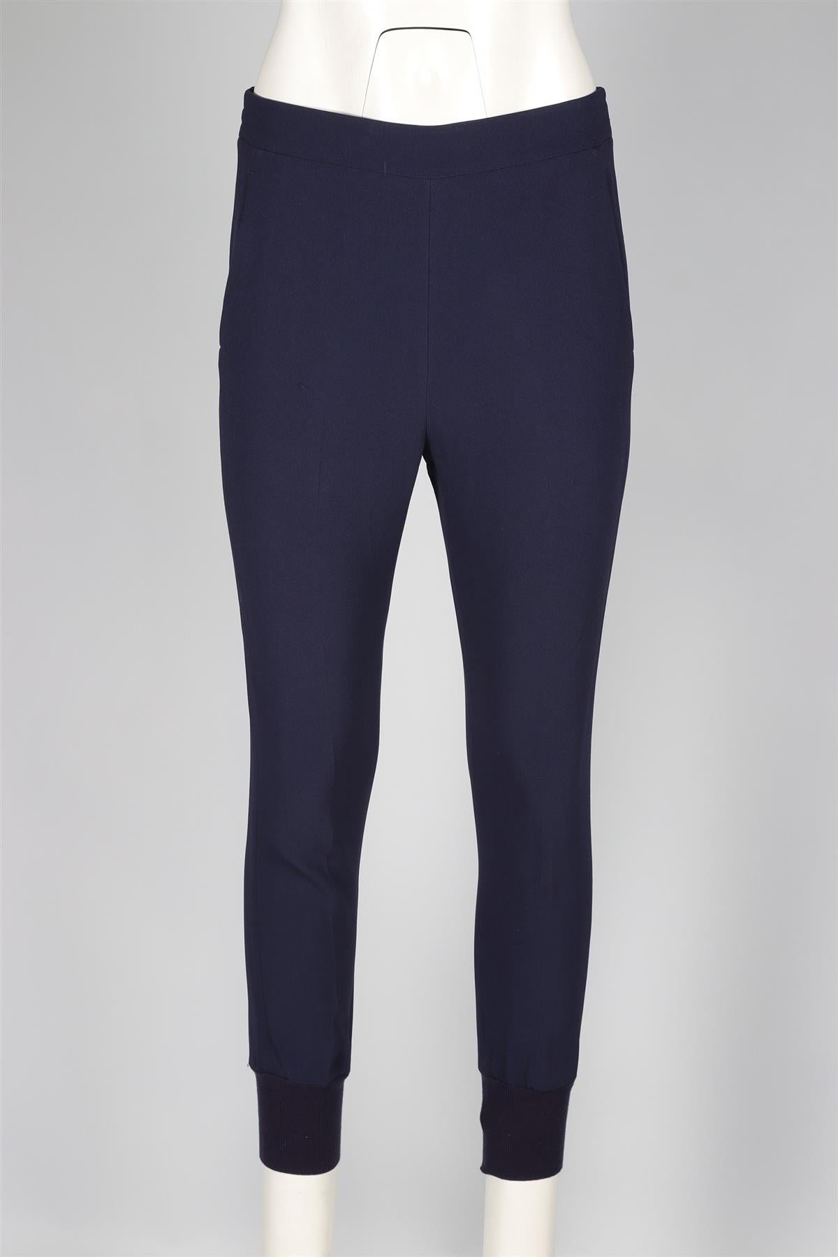 STELLA MCCARTNEY NAVY CREPE TAPERED PANTS IT 36 UK 4