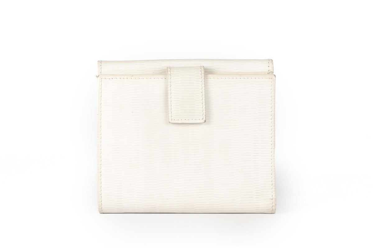 SALVATORE FERAGAMO WHITE LEATHER PURSE