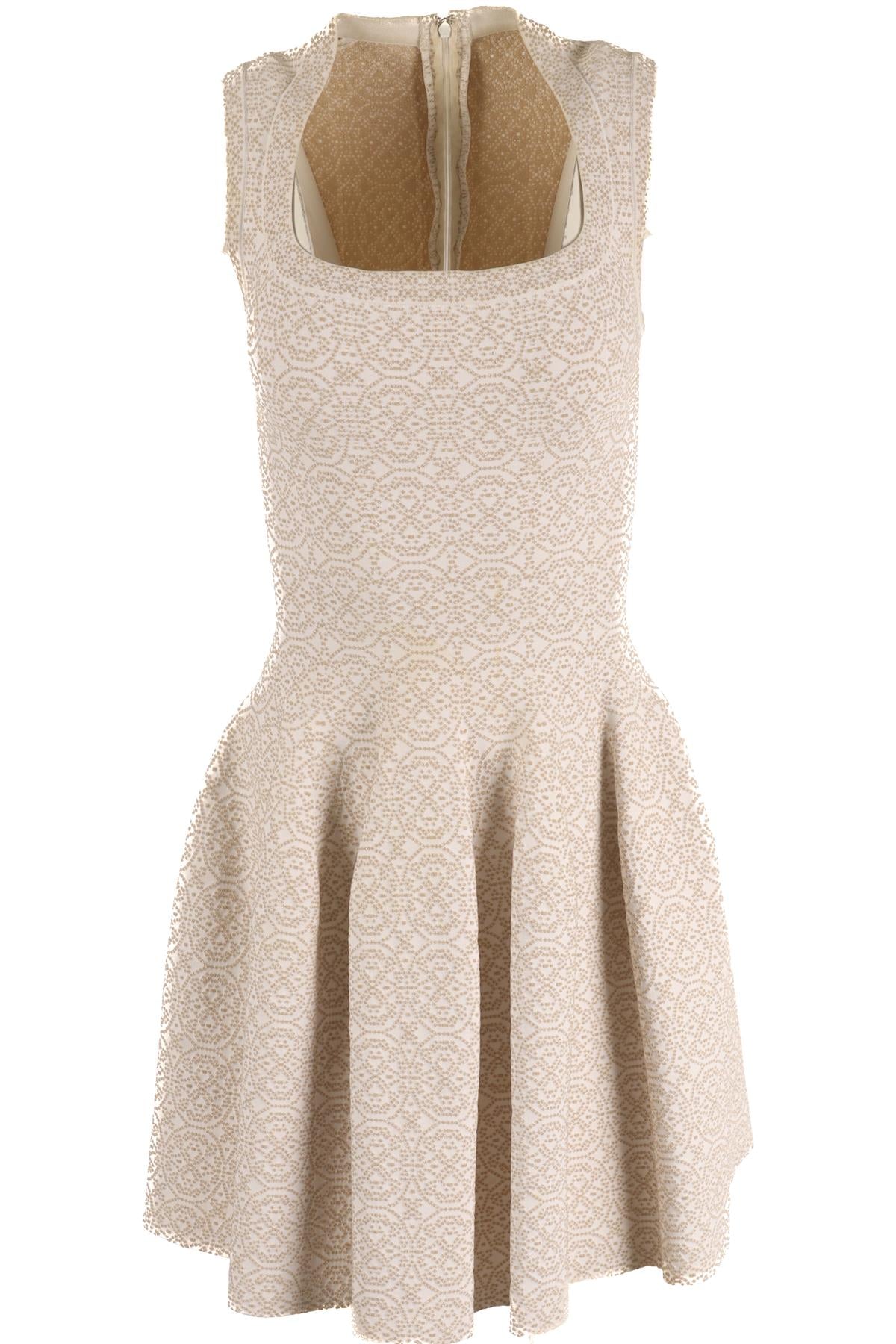 ALAÏA BEIGE KNIT MINI DRESS FR 42 UK 14