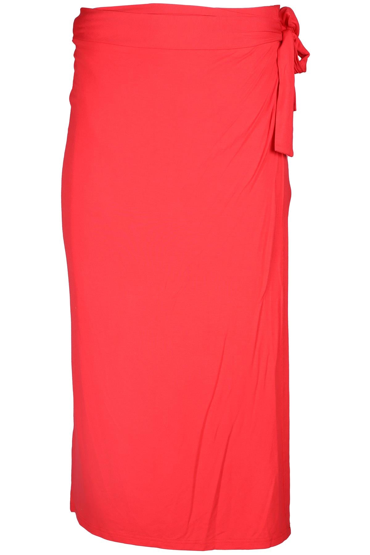 MELISSA ODABASH RED JERSEY MIDI SKIRT LARGE