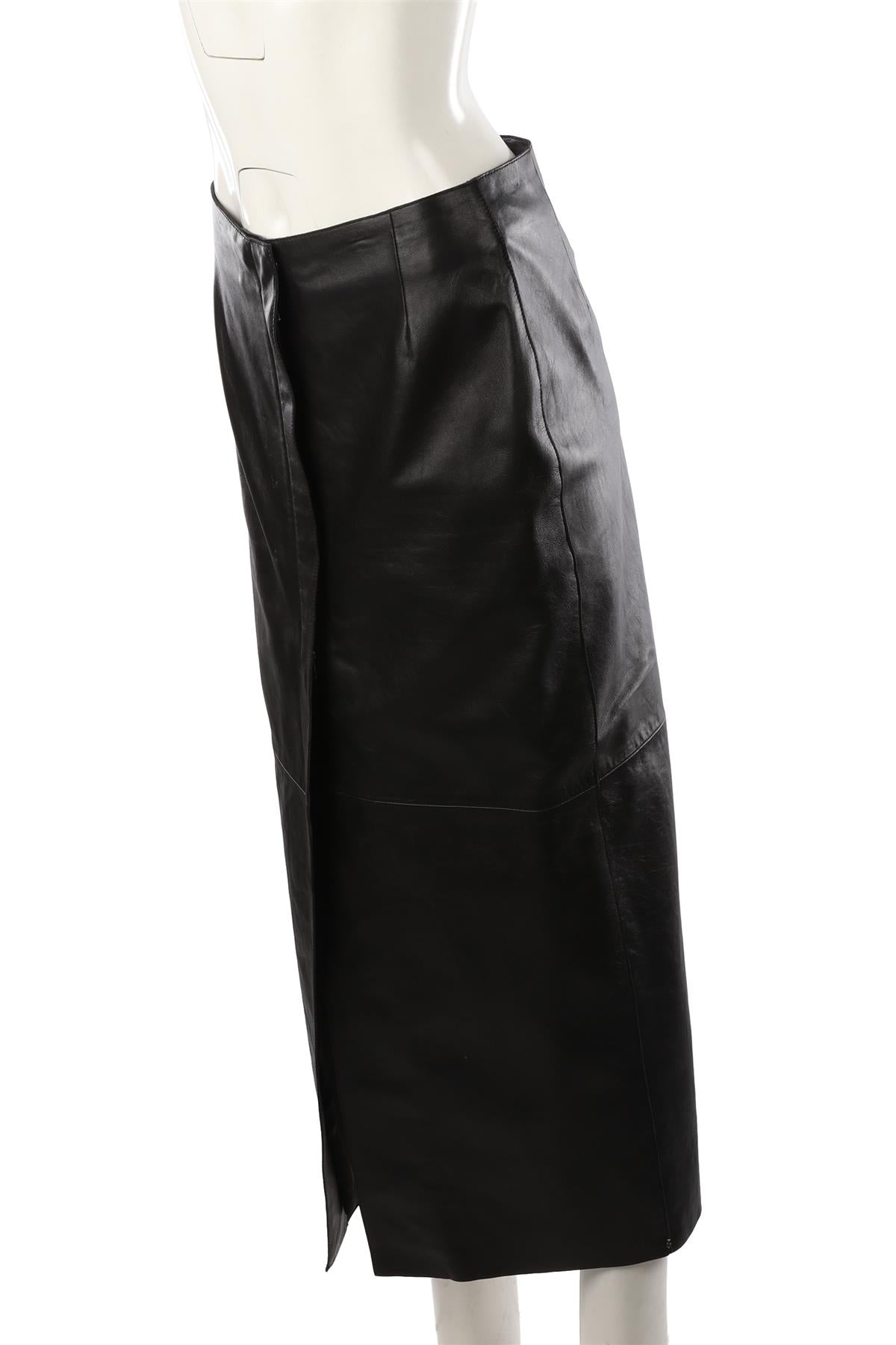 BLACK LEATHER MAXI SKIRT