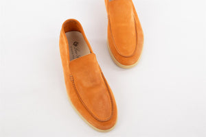 LORO PIANA ORANGE MEN'S SUMMER WALK SUEDE LOAFERS EU 41.5 UK 7.5 US 8.5