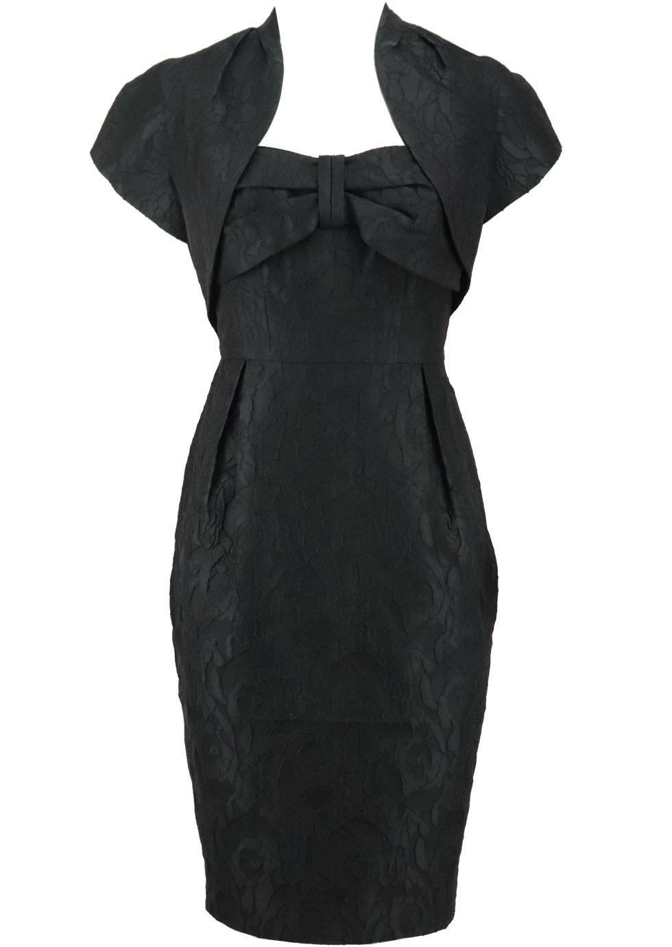 PADDY CAMPBELL VINTAGE BOW DETAILED CREPE DRESS AND JACKET UK 10