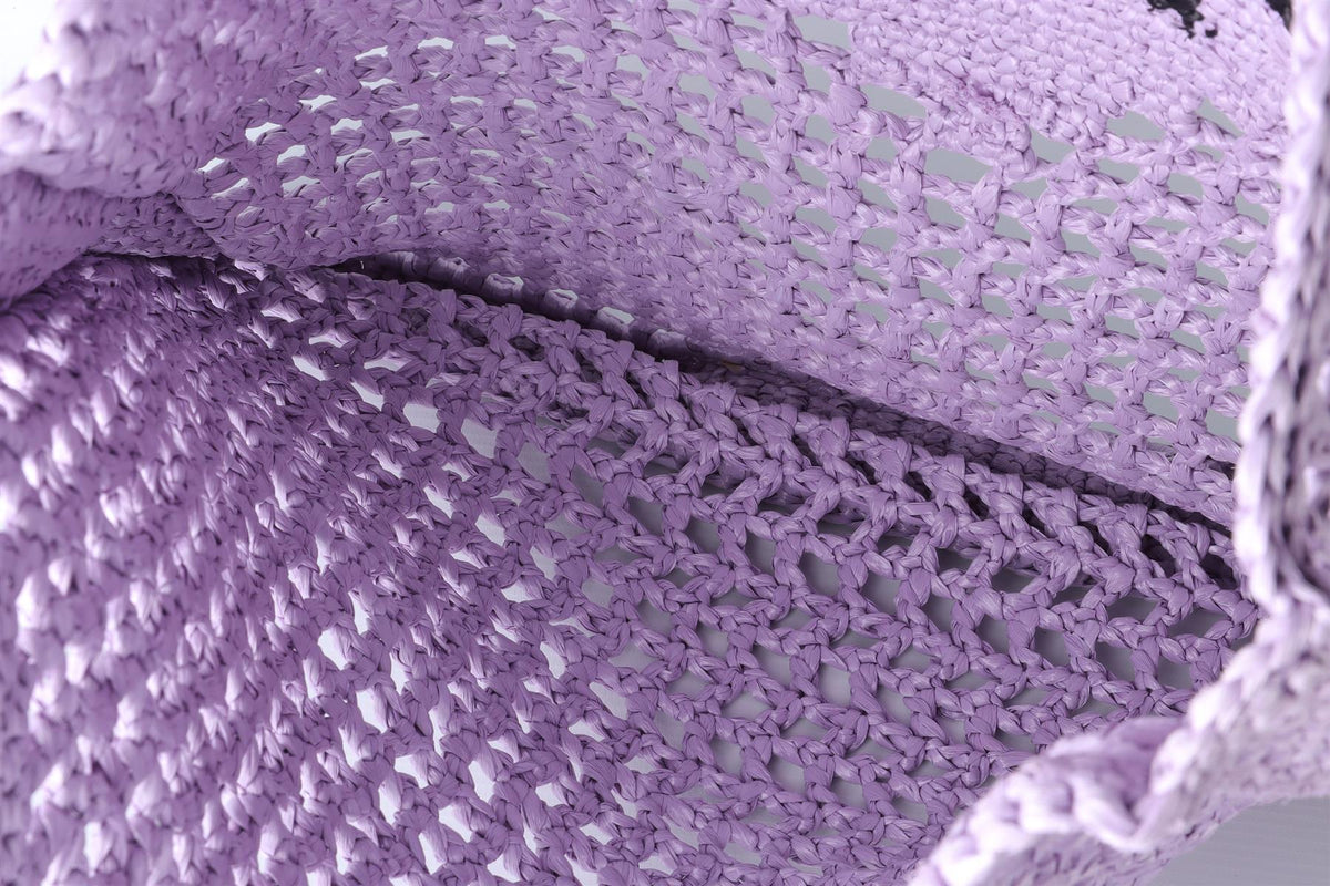 PRADA PURPLE RAFFIA TOTE BAG