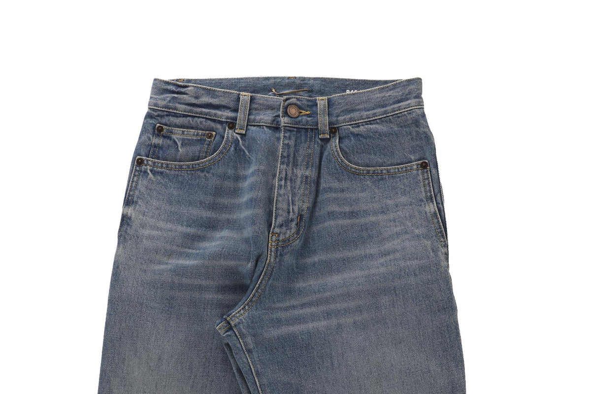 SAINT LAURENT BLUE HIGH RISE STRAIGHT LEG JEANS W27