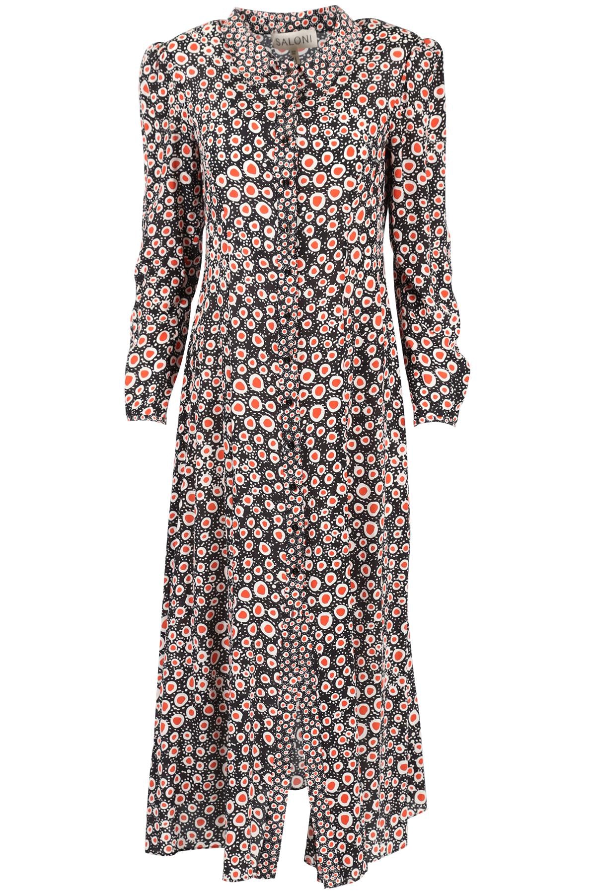 SALONI BLACK AND RED SILK MAXI DRESS UK 10