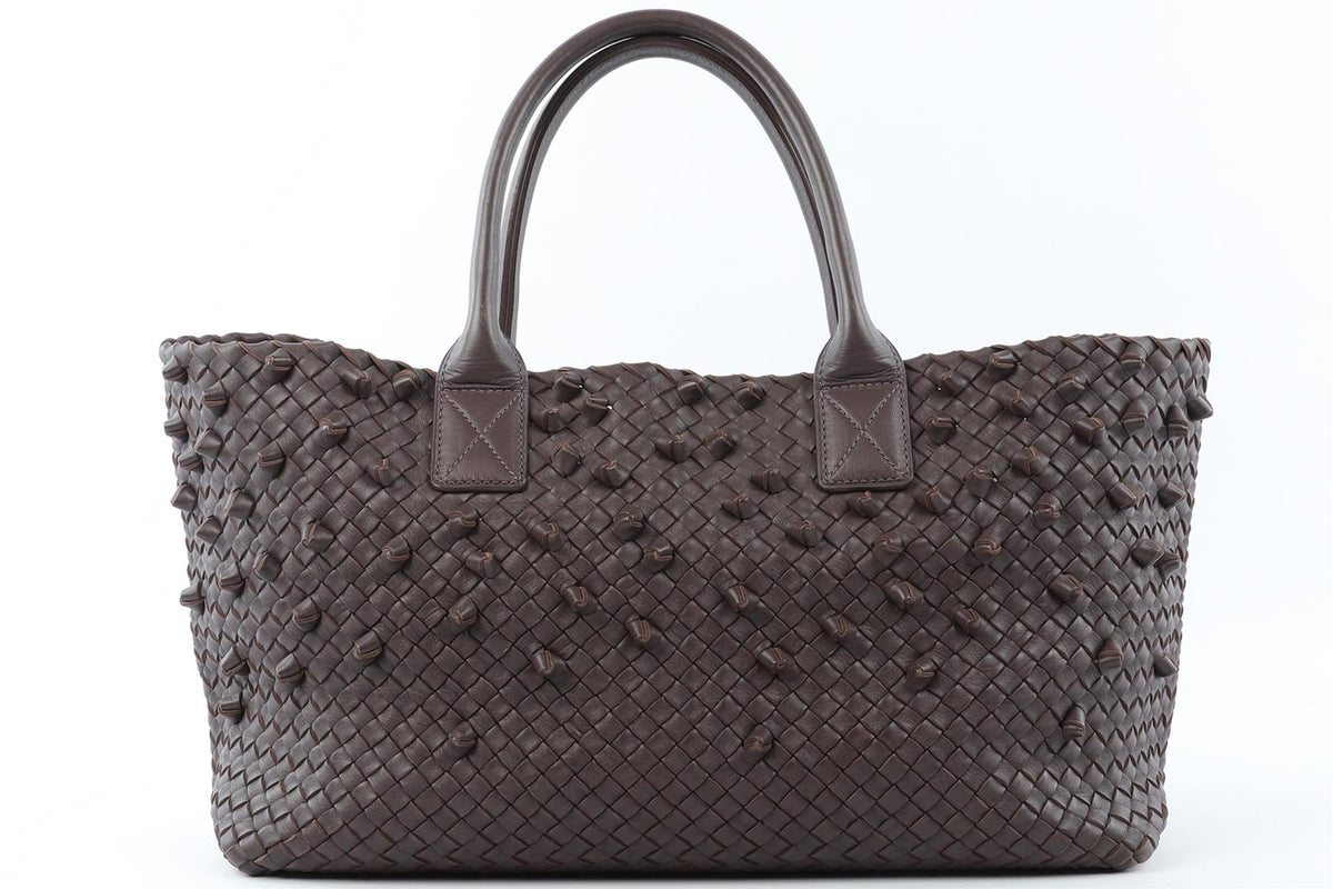 BOTTEGA VENETA BROWN CABAT MEDIUM INTRECCIATO LEATHER TOTE BAG