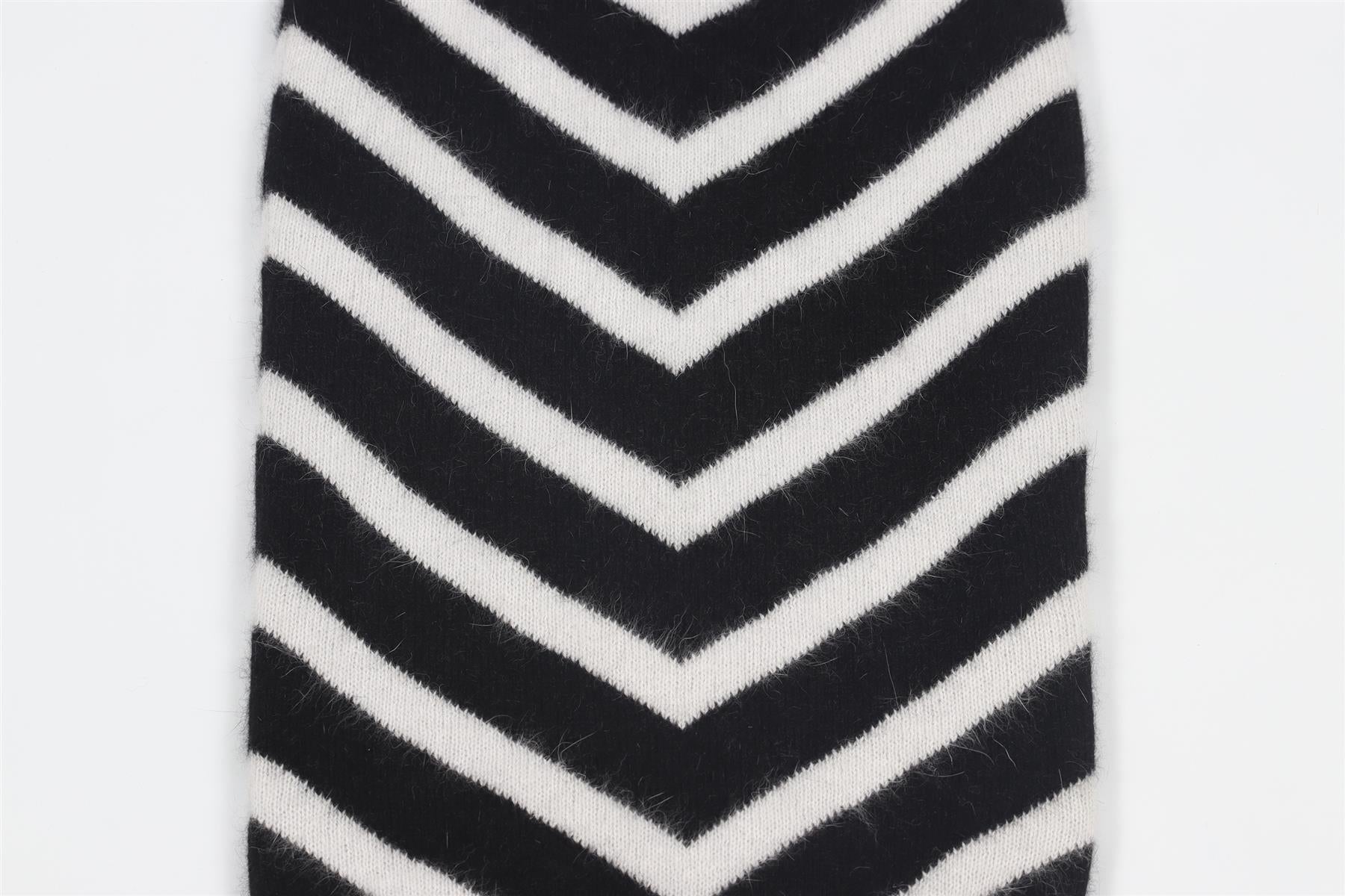 BALMAIN BLACK AND WHITE ANGORA BLEND MIDI SKIRT FR 36 UK 8