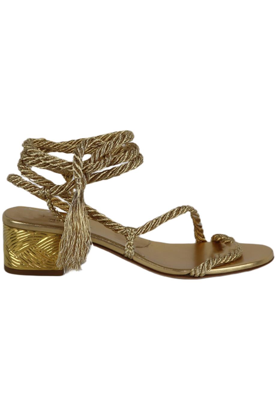 CHRISTIAN DIOR METALLIC MYTHE ROPE AND LEATHER SANDALS EU 38.5 UK 5.5 US 8.5