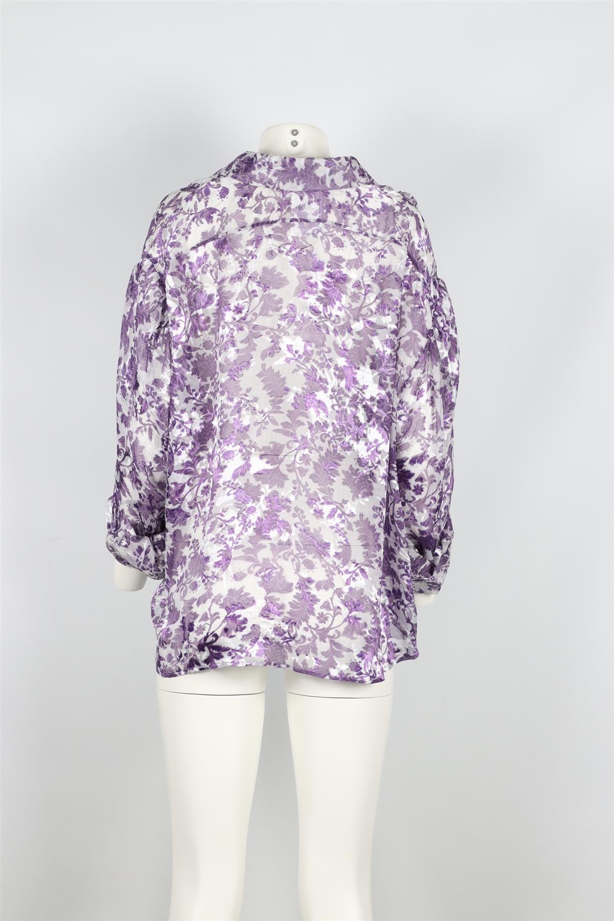 PREEN BY THORNTON BREGAZZI PURPLE AND WHITE SILK BLEND SHIRT SMALL