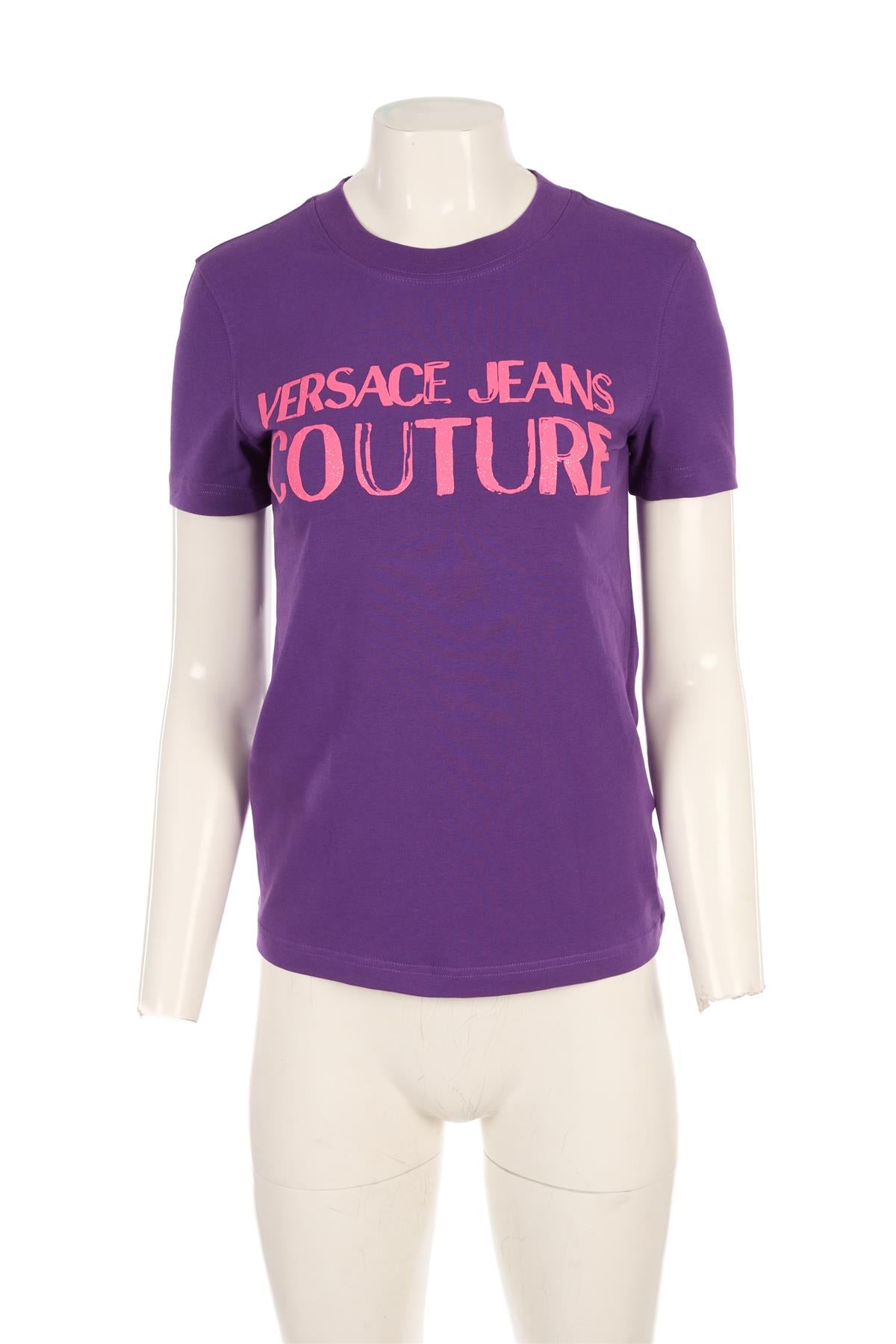 VERSACE JEANS COUTURE PURPLE COTTON T-SHIRT MEDIUM