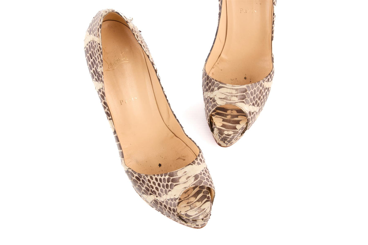 CHRISTIAN LOUBOUTIN GREY SNAKESKIN PUMPS EU 40.5 UK 7.5 US 10.5