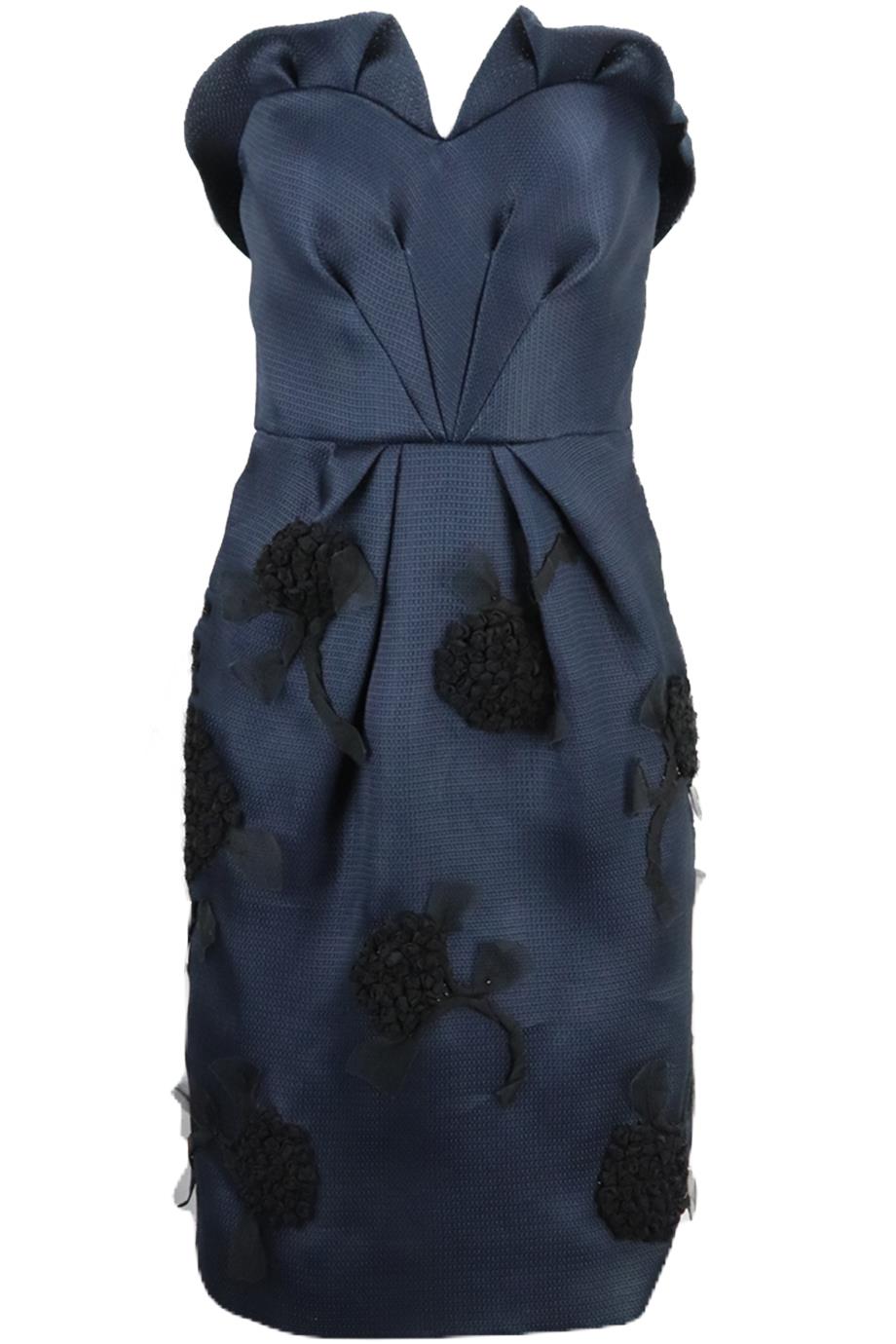 OSCAR DE LA RENTA 2011 STRAPLESS SILK BLEND MIDI DRESS UK 6