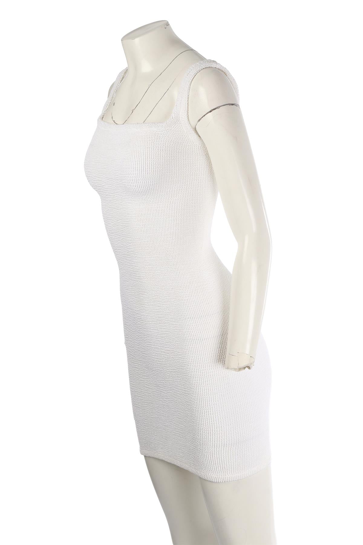 HUNZA G WHITE KNIT MINI DRESS XSMALL