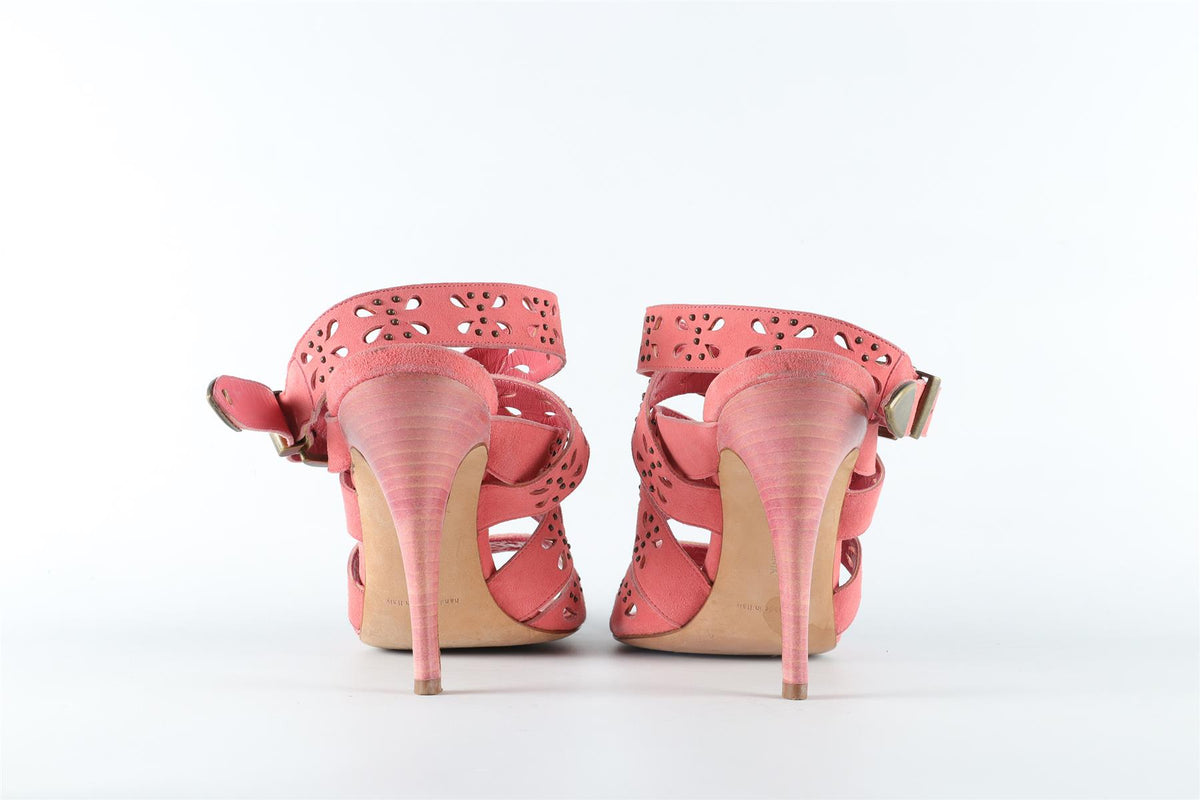 MANOLO BLAHNIK PINK SUEDE SANDALS EU 40.5 UK 7.5 US 10.5