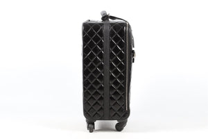 CHANEL BLACK 2015 37CM QUILTED PATENT LEATHER SUITCASE