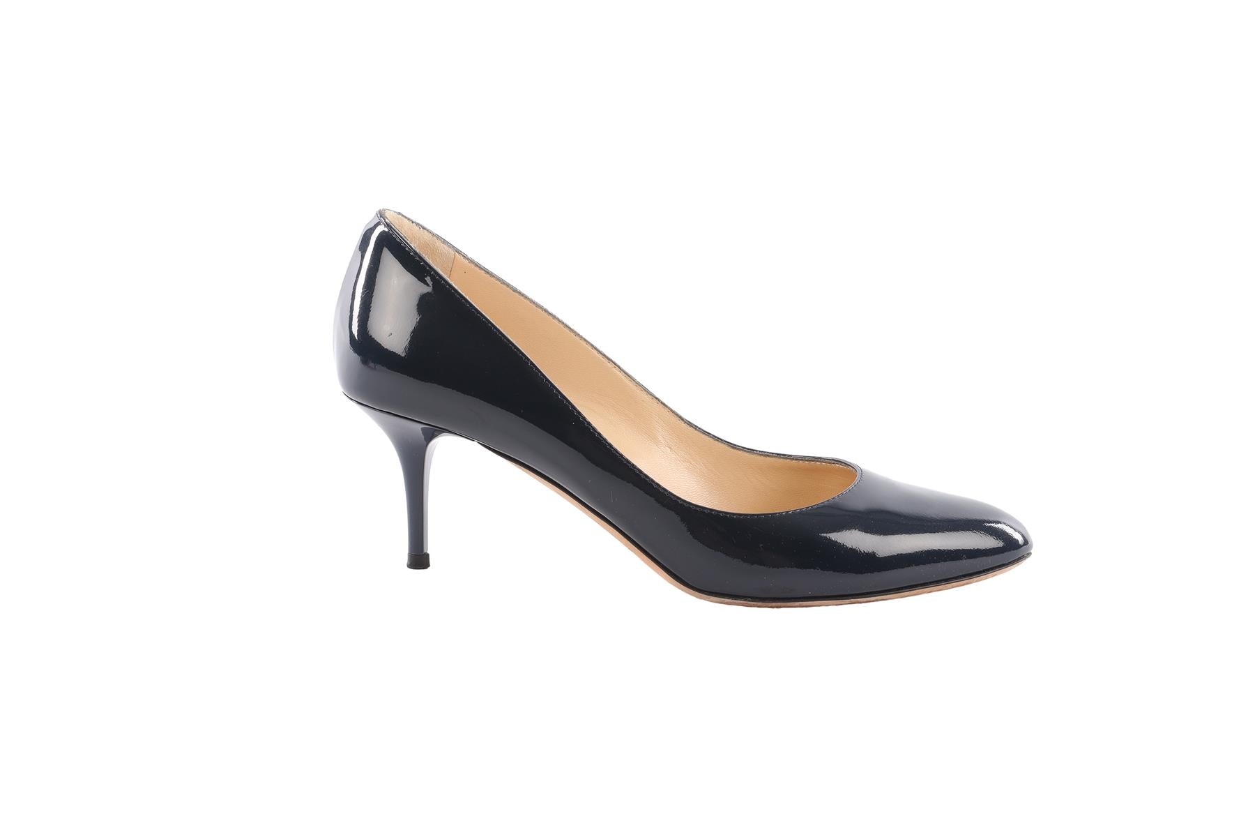 JIMMY CHOO NAVY PATENT LEATHER PUMPS EU 36.5 UK 3.5 US 6.5