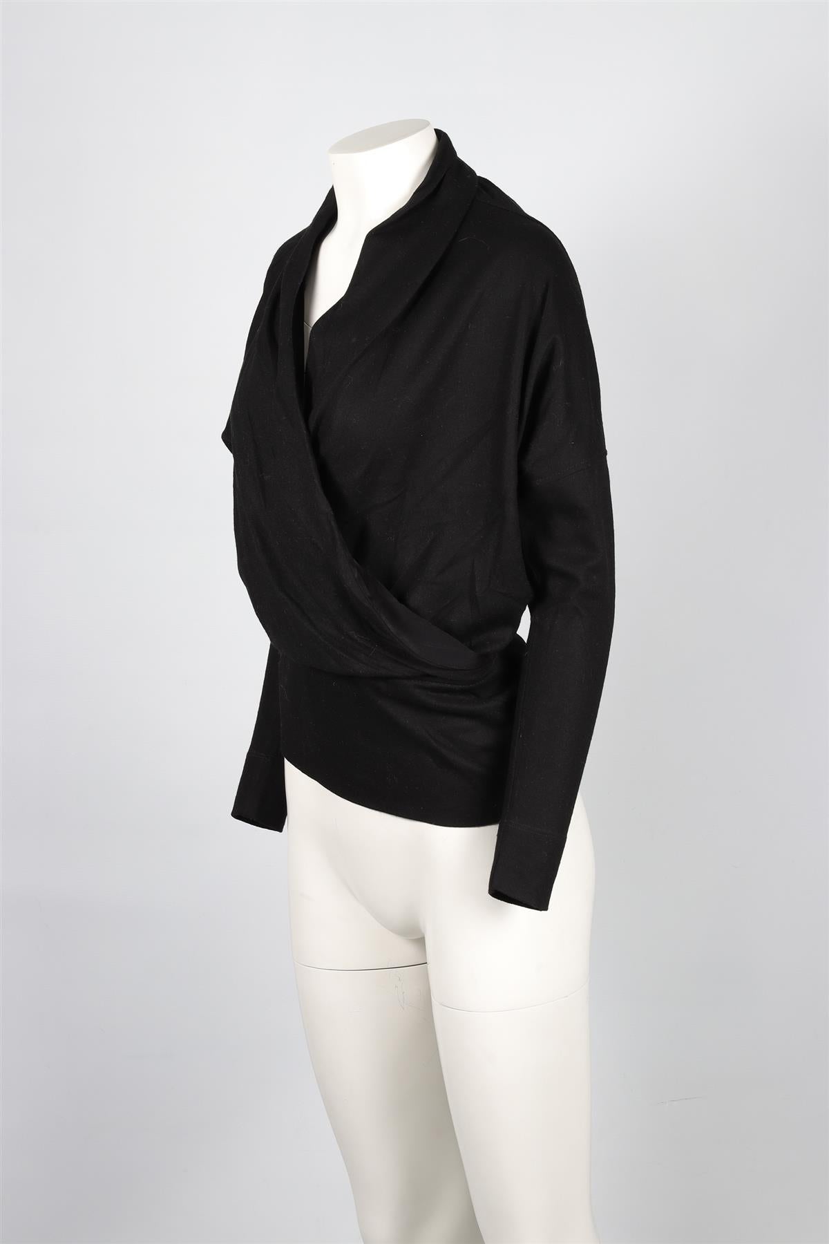 HELMUT LANG BLACK WOOL TOP XSMALL