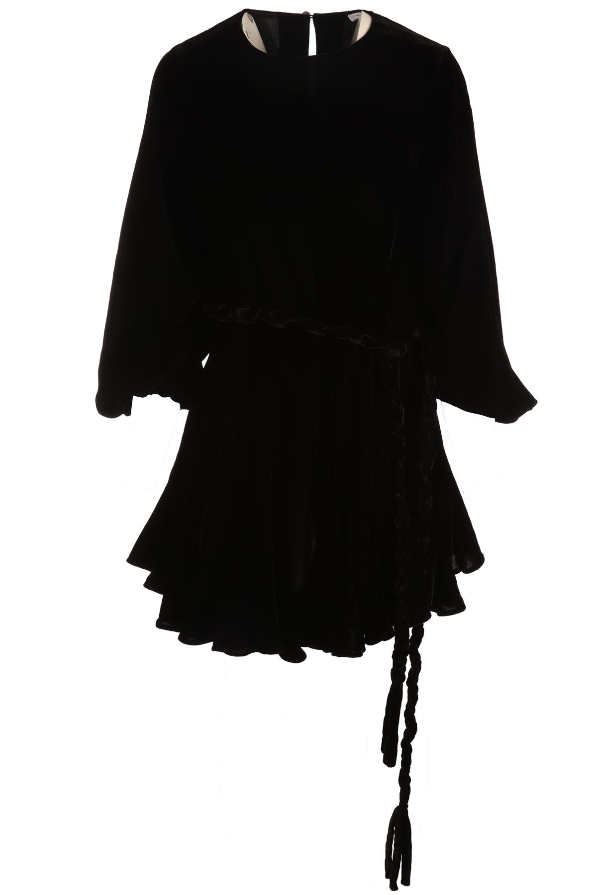 RHODE BLACK VELVET MINI DRESS SMALL