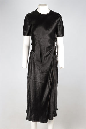 ACNE STUDIOS BLACK SATIN MIDI DRESS UK 8