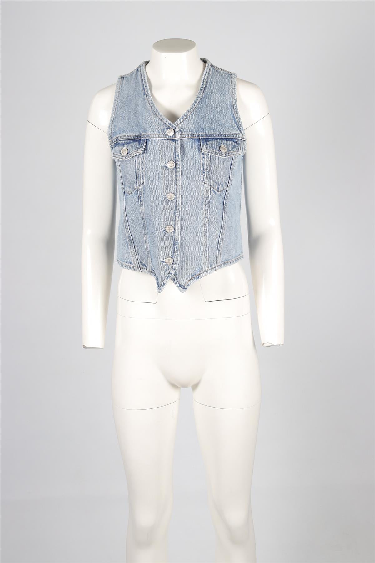 AGOLDE BLUE DENIM WAISTCOAT SMALL