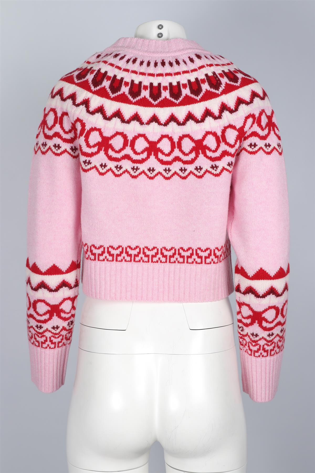 LOVESHACKFANCY PINK WOOL CARDIGAN SMALL