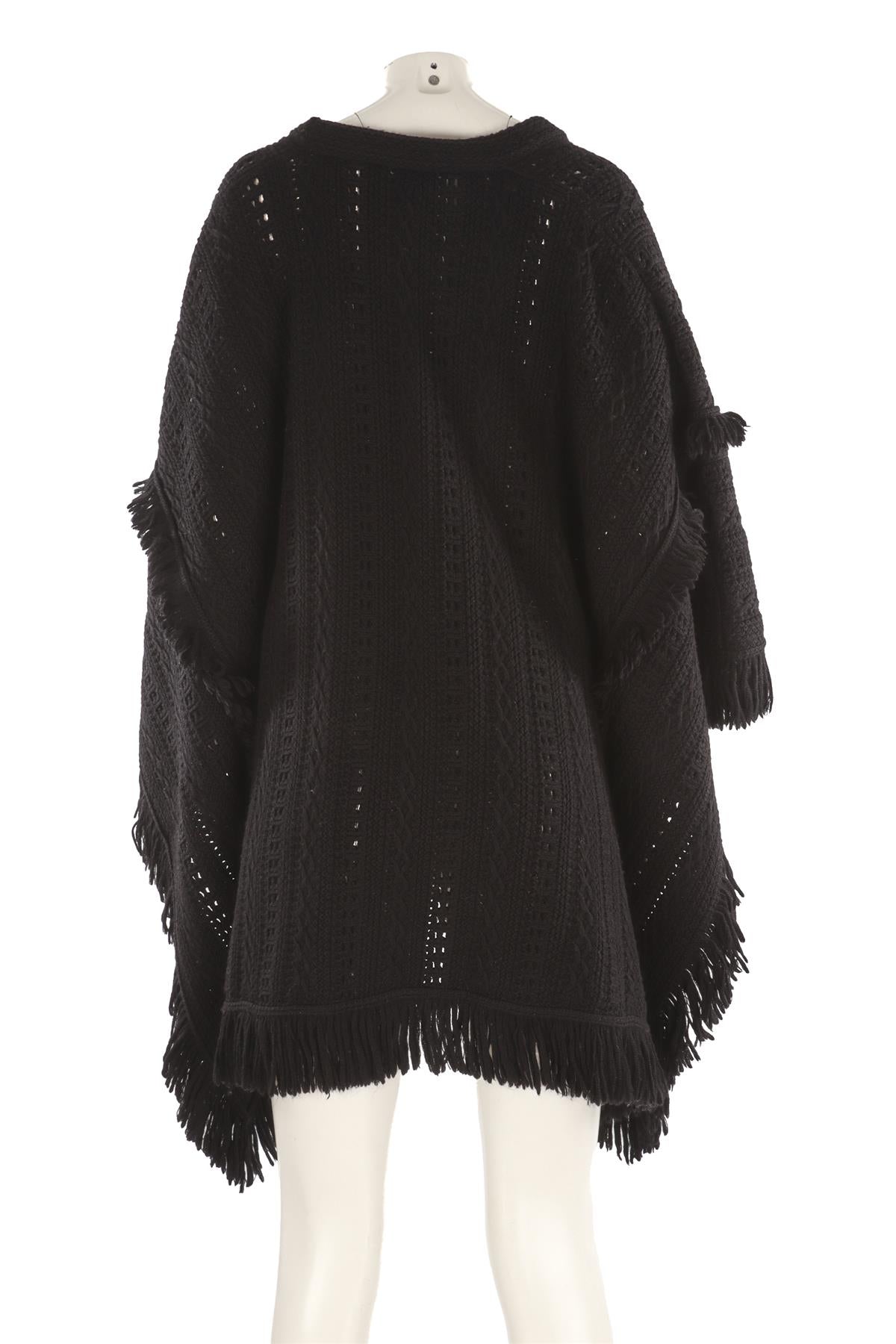 SAINT LAURENT BLACK WOOL PONCHO XSMALL