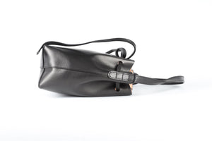 MANSUR GAVRIEL BLACK SAFFIANO MINI LEATHER BUCKET BAG