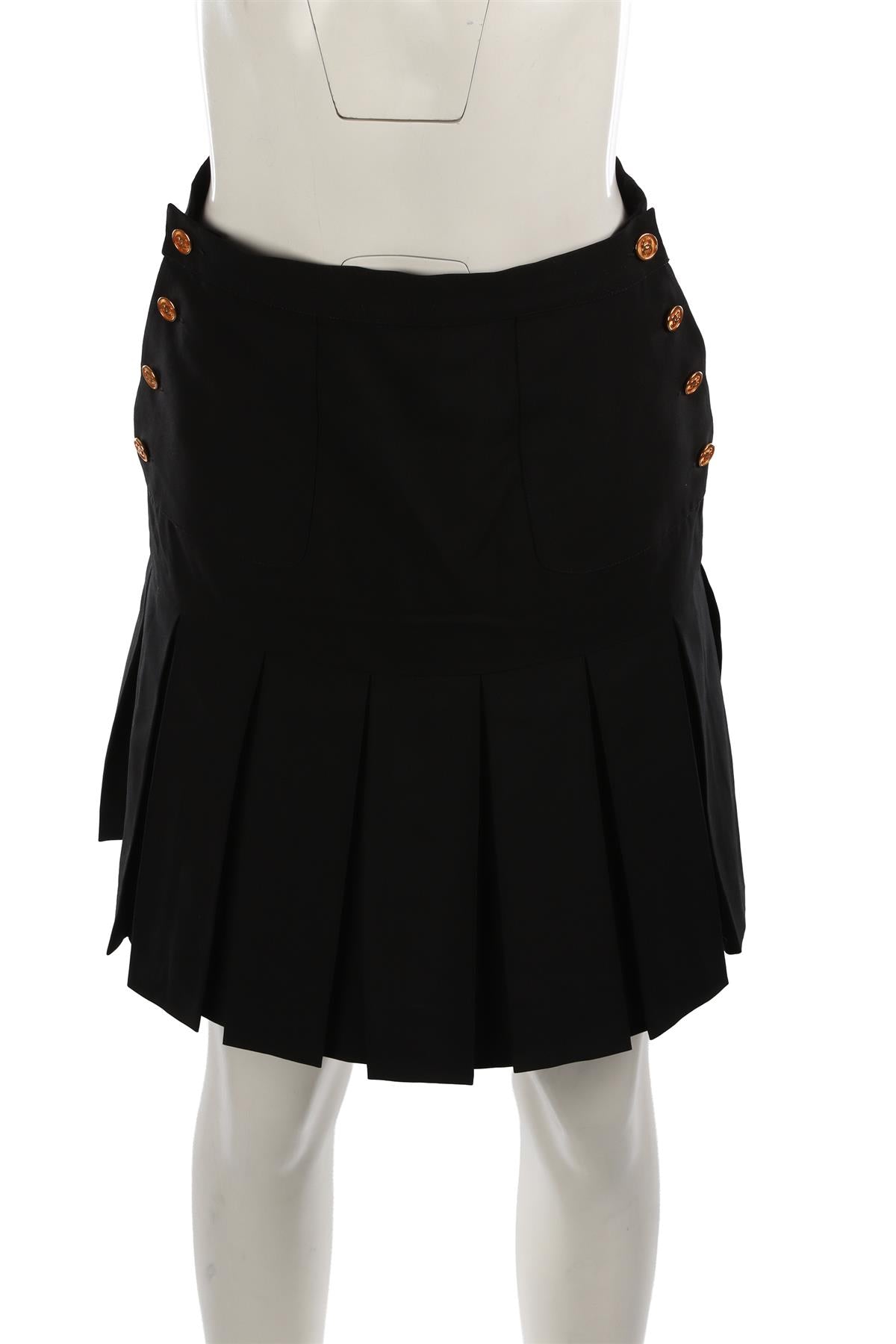 CHANEL BLACK COTTON MINI SKIRT SMALL