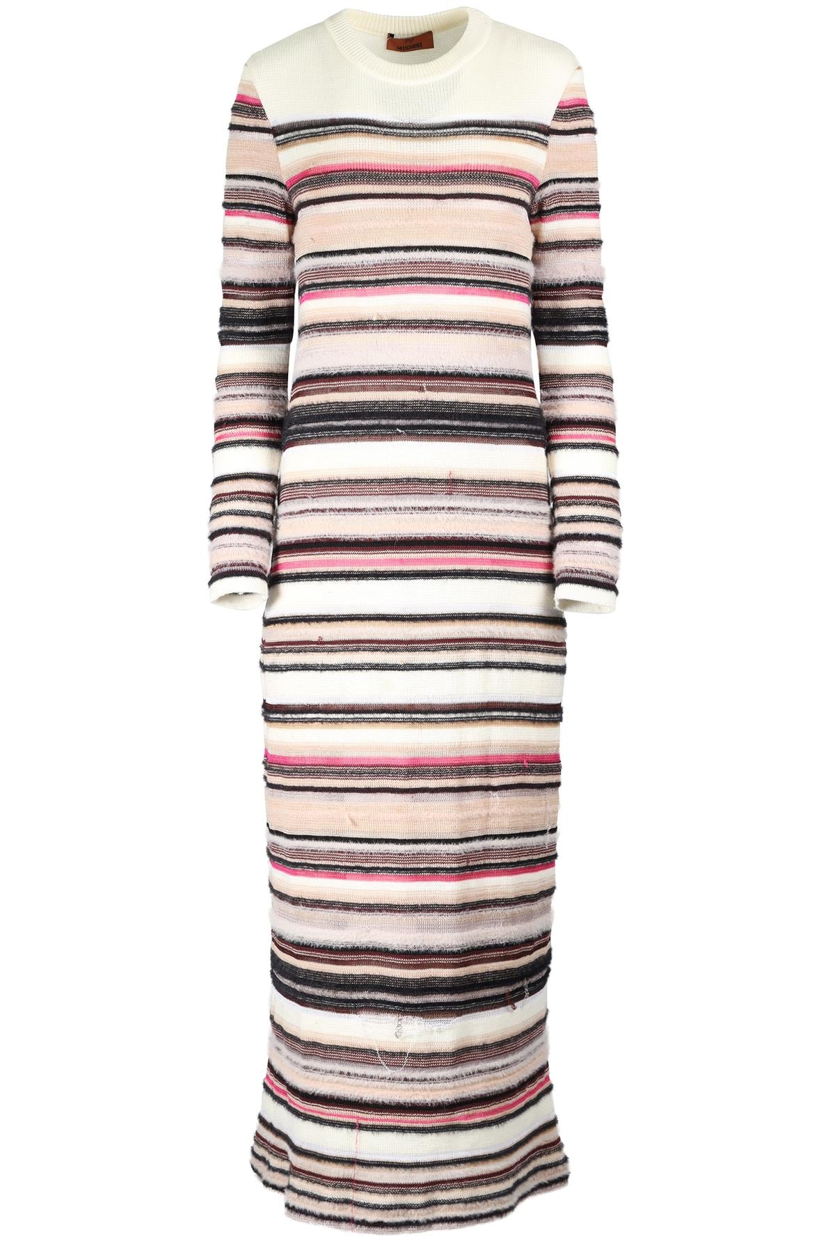 MISSONI MULTICOLOURED WOOL BLEND MAXI DRESS IT 46 UK 14