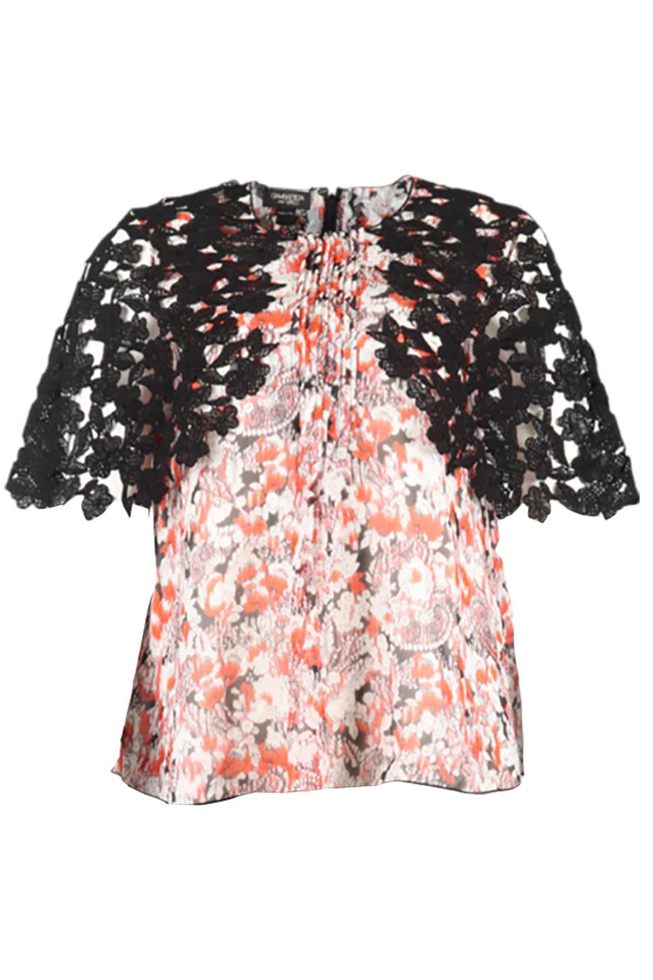 GIAMBATISTA VALLI CROCHET AND SILK TOP XXSMALL