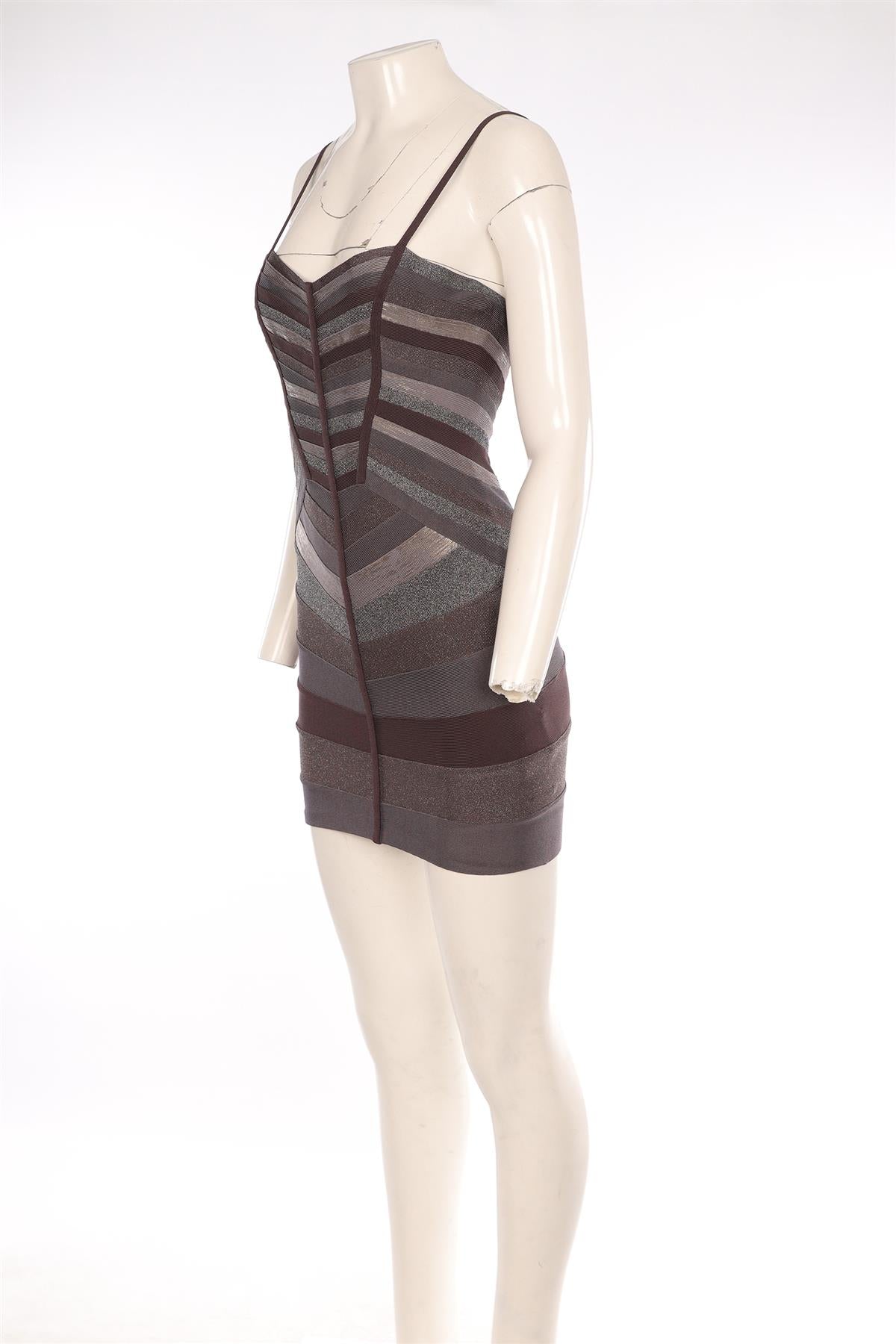 HERVE LEGER GREY BANDAGE MINI DRESS MEDIUM