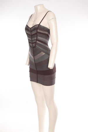 HERVE LEGER GREY BANDAGE MINI DRESS MEDIUM
