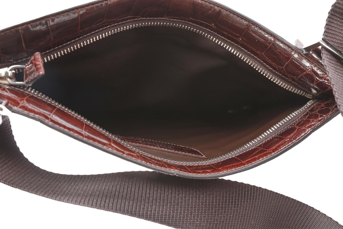 PRADA BROWN 2006 CROCODILE CROSSBODY BAG
